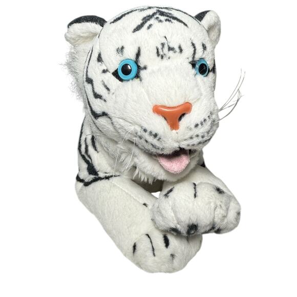 Fiesta Laying White Tiger Stuffed Animal Plush 18.5" Realistic Bengal Blue Eyes - Picture 2 of 10